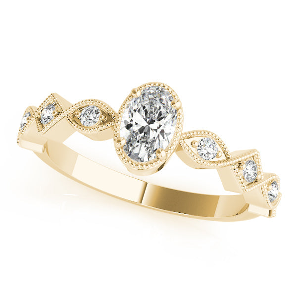 Timeless Color Center Ring Oval Diamond Engagement Ring in 10K/14K gold and platinum with certified lab-grown or natural diamonds