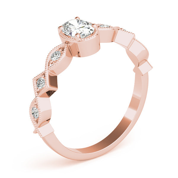Timeless Color Center Ring Oval Diamond Engagement Ring in 10K/14K gold and platinum with certified lab-grown or natural diamonds