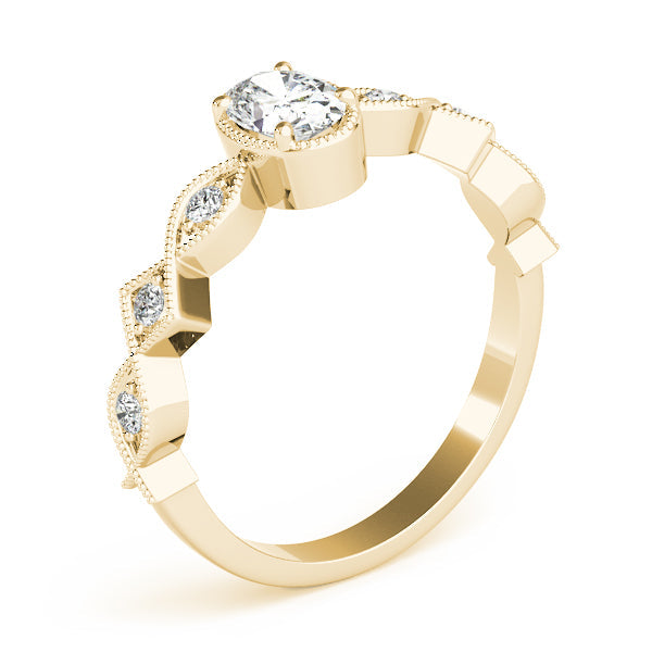 Timeless Color Center Ring Oval Diamond Engagement Ring in 10K/14K gold and platinum with certified lab-grown or natural diamonds