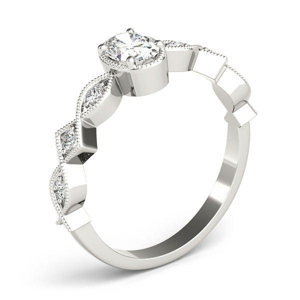 Timeless Color Center Ring Oval Diamond Engagement Ring in 10K/14K gold and platinum with certified lab-grown or natural diamonds