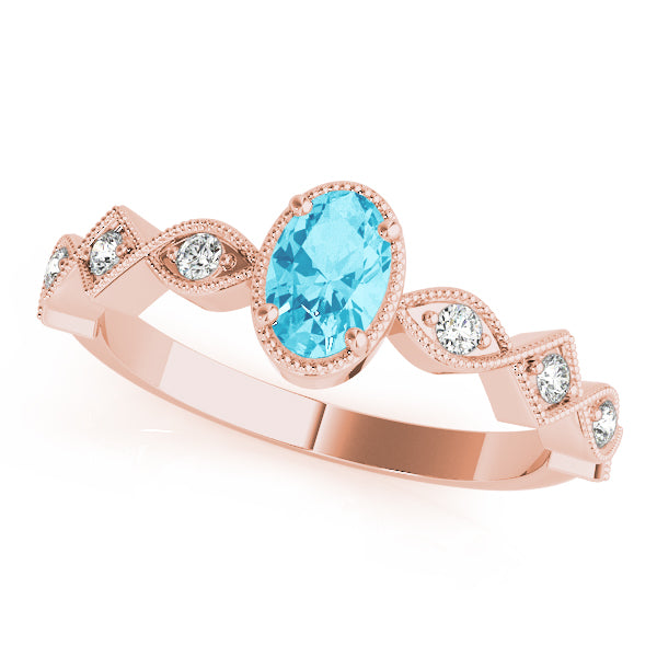 Timeless Color Center Ring Oval Diamond Engagement Ring in 10K/14K gold and platinum with certified lab-grown or natural diamonds