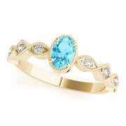 Timeless Color Center Ring Oval Diamond Engagement Ring in 10K/14K gold and platinum with certified lab-grown or natural diamonds