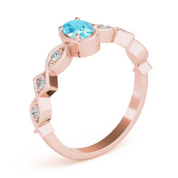 Timeless Color Center Ring Oval Diamond Engagement Ring in 10K/14K gold and platinum with certified lab-grown or natural diamonds