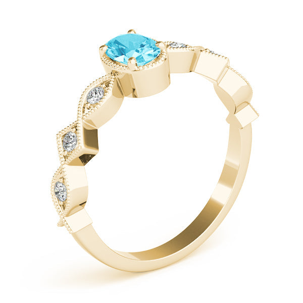 Timeless Color Center Ring Oval Diamond Engagement Ring in 10K/14K gold and platinum with certified lab-grown or natural diamonds