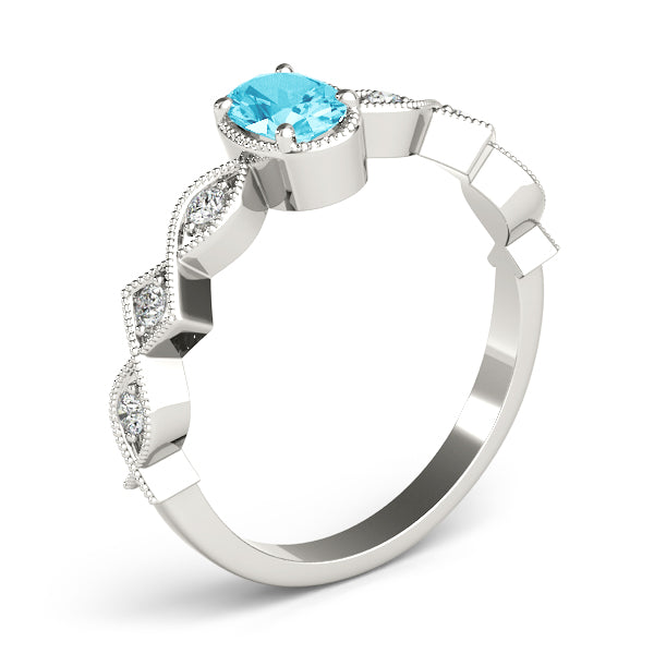 Timeless Color Center Ring Oval Diamond Engagement Ring in 10K/14K gold and platinum with certified lab-grown or natural diamonds
