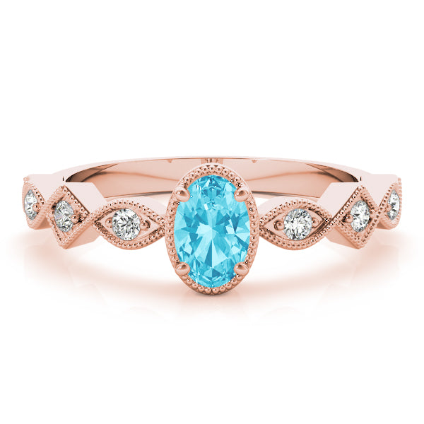 Timeless Color Center Ring Oval Diamond Engagement Ring in 10K/14K gold and platinum with certified lab-grown or natural diamonds