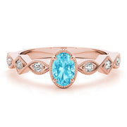 Timeless Color Center Ring Oval Diamond Engagement Ring in 10K/14K gold and platinum with certified lab-grown or natural diamonds