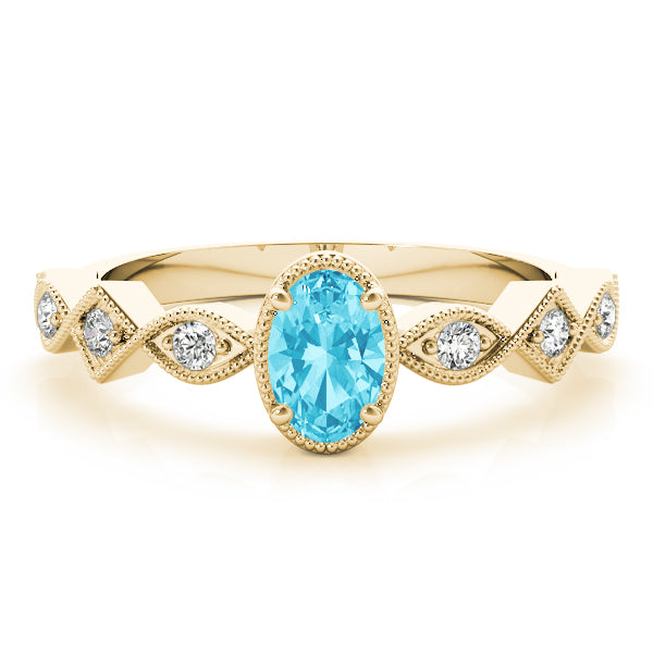 Timeless Color Center Ring Oval Diamond Engagement Ring in 10K/14K gold and platinum with certified lab-grown or natural diamonds