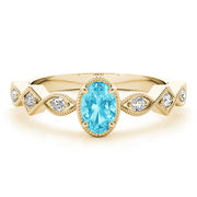 Timeless Color Center Ring Oval Diamond Engagement Ring in 10K/14K gold and platinum with certified lab-grown or natural diamonds