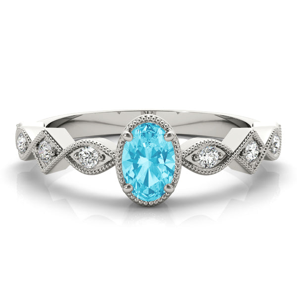 Timeless Color Center Ring Oval Diamond Engagement Ring in 10K/14K gold and platinum with certified lab-grown or natural diamonds