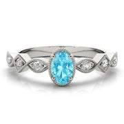 Timeless Color Center Ring Oval Diamond Engagement Ring in 10K/14K gold and platinum with certified lab-grown or natural diamonds
