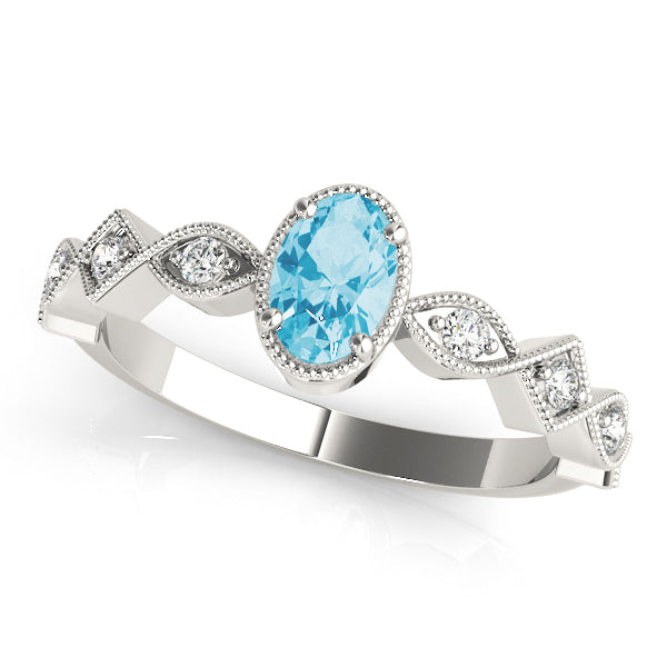 Timeless Color Center Ring Oval Diamond Engagement Ring in 10K/14K gold and platinum with certified lab-grown or natural diamonds