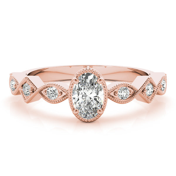 Timeless Color Center Ring Oval Diamond Engagement Ring in 10K/14K gold and platinum with certified lab-grown or natural diamonds