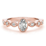 Timeless Color Center Ring Oval Diamond Engagement Ring in 10K/14K gold and platinum with certified lab-grown or natural diamonds