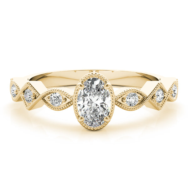 Timeless Color Center Ring Oval Diamond Engagement Ring in 10K/14K gold and platinum with certified lab-grown or natural diamonds