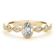 Timeless Color Center Ring Oval Diamond Engagement Ring in 10K/14K gold and platinum with certified lab-grown or natural diamonds