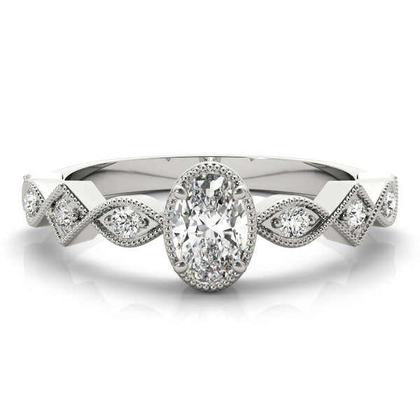 Timeless Color Center Ring Oval Diamond Engagement Ring in 10K/14K gold and platinum with certified lab-grown or natural diamonds