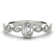 Timeless Color Center Ring Oval Diamond Engagement Ring in 10K/14K gold and platinum with certified lab-grown or natural diamonds