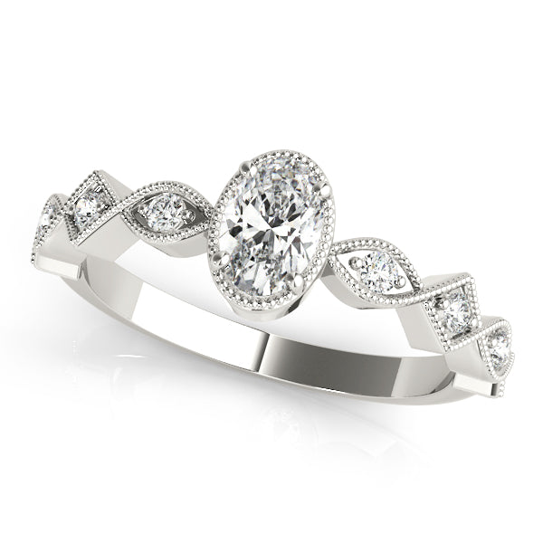 Timeless Color Center Ring Oval Diamond Engagement Ring in 10K/14K gold and platinum with certified lab-grown or natural diamonds