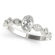 Timeless Color Center Ring Oval Diamond Engagement Ring in 10K/14K gold and platinum with certified lab-grown or natural diamonds
