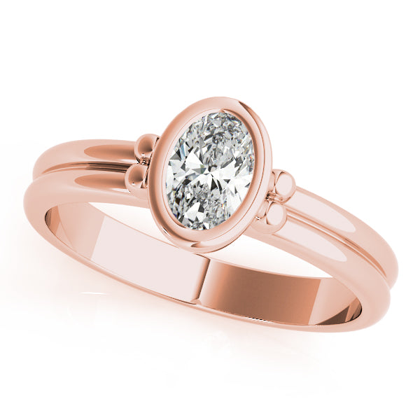 Elegant Color Center Ring Oval Diamond Engagement Ring in 10K/14K gold and platinum with certified lab-grown or natural diamonds