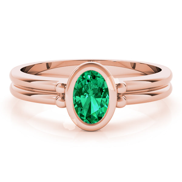 Elegant Color Center Ring Oval Diamond Engagement Ring in 10K/14K gold and platinum with certified lab-grown or natural diamonds
