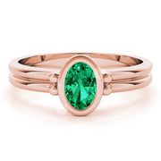 Elegant Color Center Ring Oval Diamond Engagement Ring in 10K/14K gold and platinum with certified lab-grown or natural diamonds