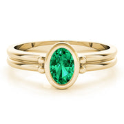 Elegant Color Center Ring Oval Diamond Engagement Ring in 10K/14K gold and platinum with certified lab-grown or natural diamonds