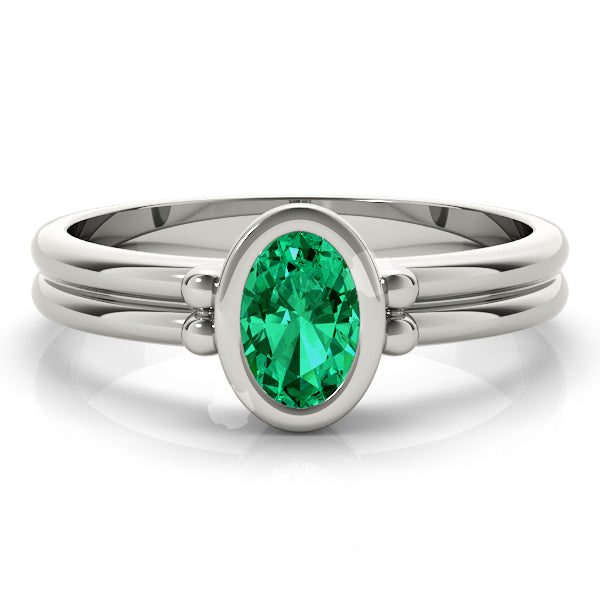 Elegant Color Center Ring Oval Diamond Engagement Ring in 10K/14K gold and platinum with certified lab-grown or natural diamonds