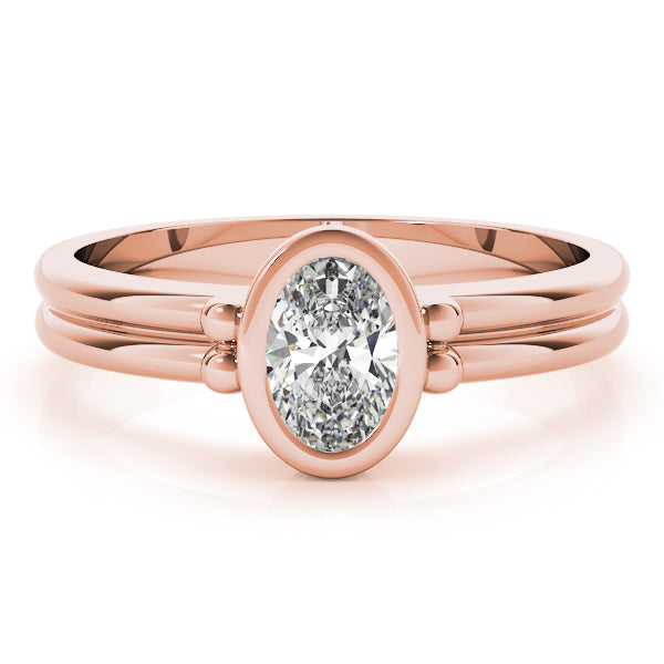Elegant Color Center Ring Oval Diamond Engagement Ring in 10K/14K gold and platinum with certified lab-grown or natural diamonds
