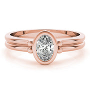 Elegant Color Center Ring Oval Diamond Engagement Ring in 10K/14K gold and platinum with certified lab-grown or natural diamonds