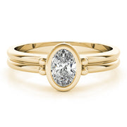 Elegant Color Center Ring Oval Diamond Engagement Ring in 10K/14K gold and platinum with certified lab-grown or natural diamonds