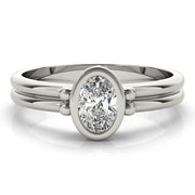 Elegant Color Center Ring Oval Diamond Engagement Ring in 10K/14K gold and platinum with certified lab-grown or natural diamonds