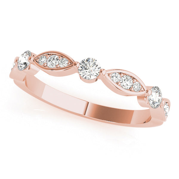 Round & Marquise Shaped Stackable Half Eternity Ring in Gold & Platinum