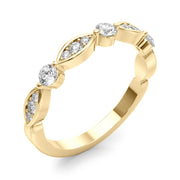 Round & Marquise Shaped Stackable Half Eternity Ring in Gold & Platinum