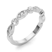 Round & Marquise Shaped Stackable Half Eternity Ring in Gold & Platinum