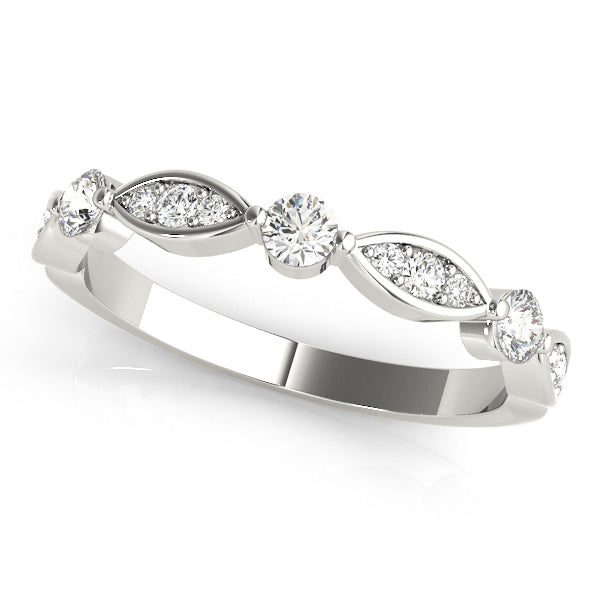Round & Marquise Shaped Stackable Half Eternity Ring in Gold & Platinum
