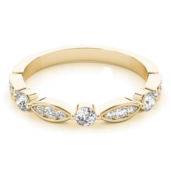 Round & Marquise Shaped Stackable Half Eternity Ring in Gold & Platinum
