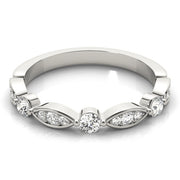 Round & Marquise Shaped Stackable Half Eternity Ring in Gold & Platinum