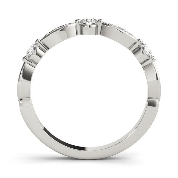 Round & Marquise Shaped Stackable Half Eternity Ring in Gold & Platinum