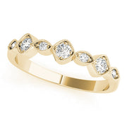 Vintage Milgrain Stackable Half Eternity Ring in 10K/14K gold and platinum with certified lab-grown or natural diamonds