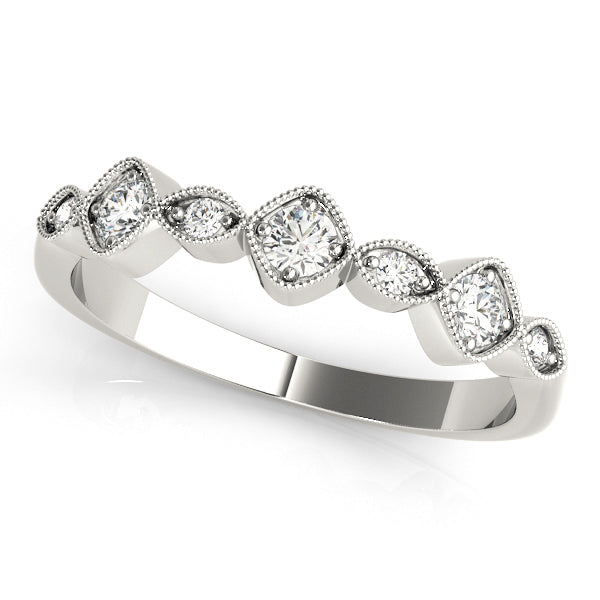 Vintage Milgrain Stackable Half Eternity Ring in Gold & Platinum