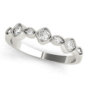 Vintage Milgrain Stackable Half Eternity Ring in Gold & Platinum
