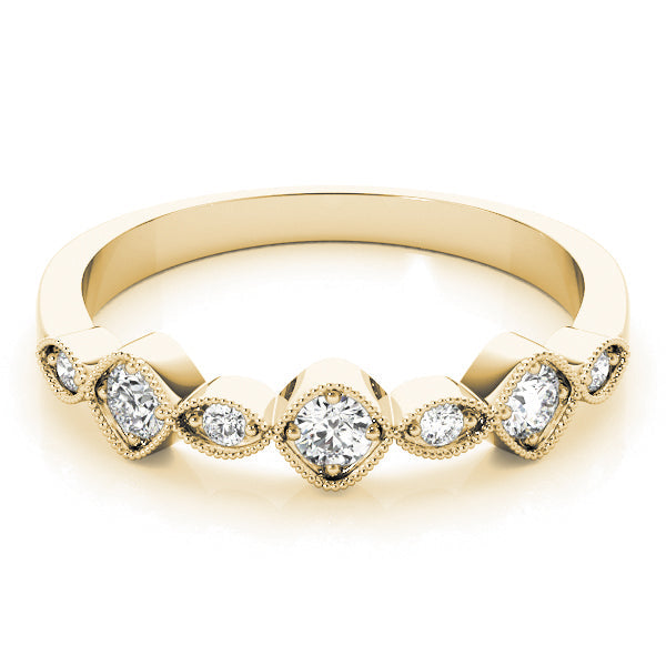 Vintage Milgrain Stackable Half Eternity Ring in Gold & Platinum