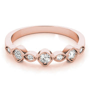 Vintage Milgrain Stackable Half Eternity Ring in Gold & Platinum
