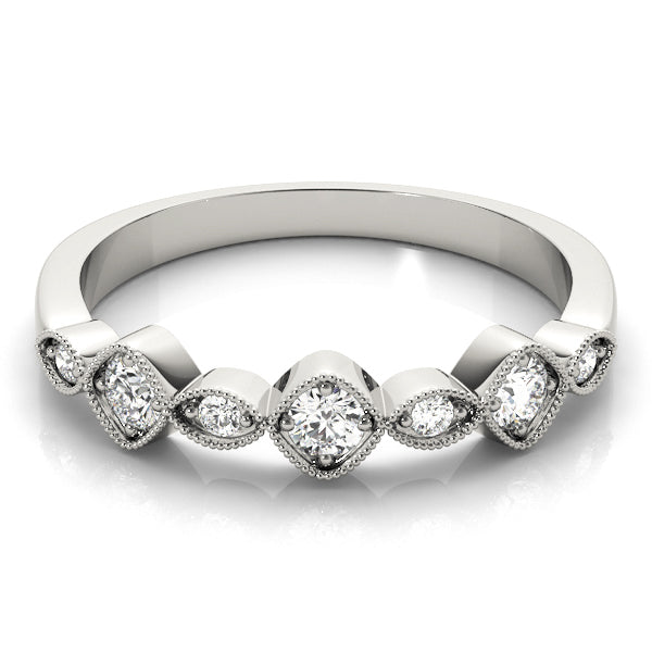 Vintage Milgrain Stackable Half Eternity Ring in Gold & Platinum