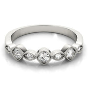 Vintage Milgrain Stackable Half Eternity Ring in Gold & Platinum