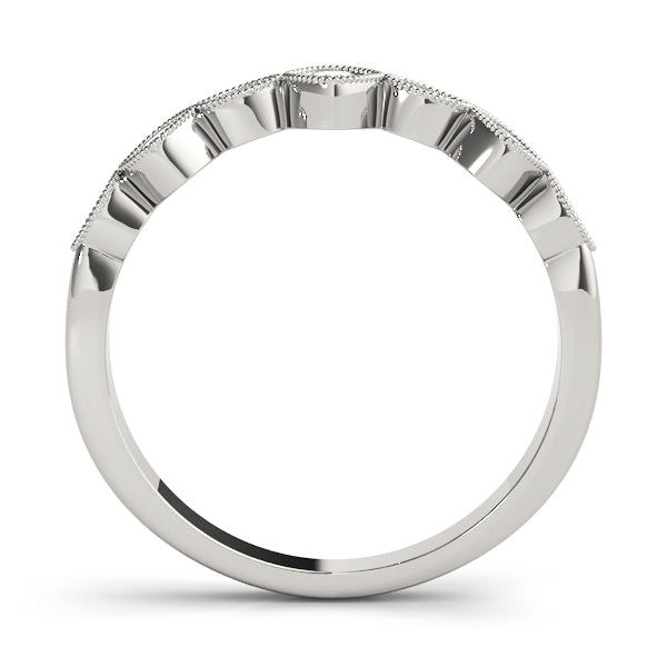 Vintage Milgrain Stackable Half Eternity Ring in Gold & Platinum