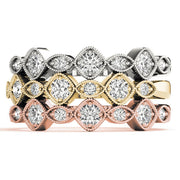 Vintage Milgrain Stackable Half Eternity Ring in Gold & Platinum