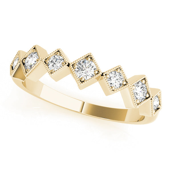 Square Shaped Milgrain Stackable Half Eternity Ring in 10K/14K gold and platinum with certified lab-grown or natural diamonds